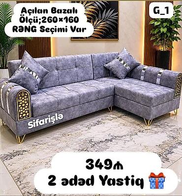 Divanlar: Açılan bazalı L‑şəkilli künc divanı - Ölçü: 260×160 sm - Rəng seçimi — 1