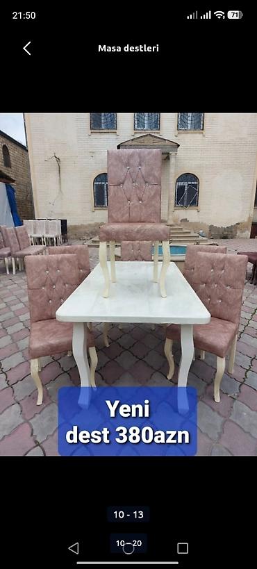 yeni stol: Qonaq otağı üçün, Yeni, Açılmayan, Dördbucaq masa, 4 stul — 1