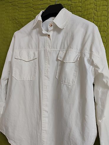 Рубашки: Белая рубашка-оверсайз из плотного хлопка, все рубашки почти новые — 3