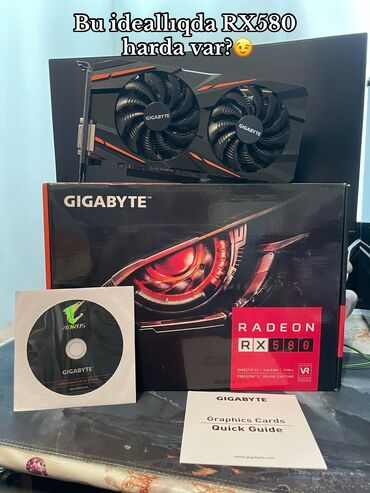komputer ehtiyat hisseleri: Videokart Gigabyte Radeon RX 580, 4 GB, İşlənmiş