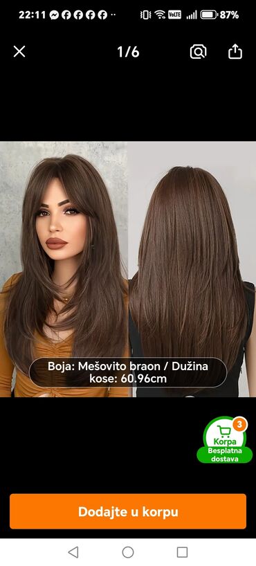 Aksesoari za kosu: Perike – više stilova i boja - Dugi modeli sa šiškama: prirodno — 22