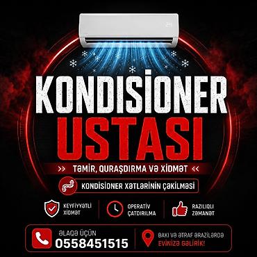 gəncə kondisioner ustası: Təmir, Split kondisionerlər, Frion vurulması, Zəmanətlə — 1