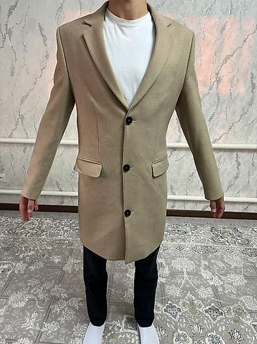 штаны кожаные: Мужское пальто, M, Zara, Б/у, цвет - Бежевый, Платная доставка — 2