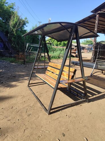 Садовые качели: Садовые качели Металл, Со спинкой, С крышей — 5