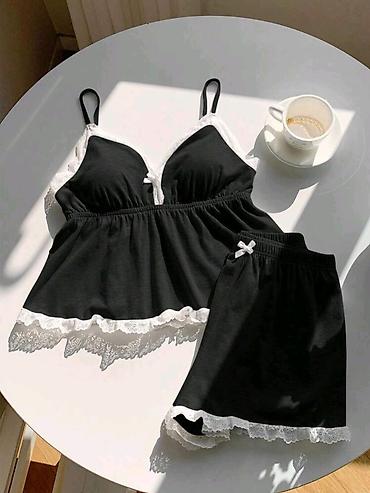 Ночнушки: Qadın pijama dəsti – 2 parça - Rəng: qara, ağ krujeva detalları ilə - at lalafo.az — 7 Ночнушки: Qadın pijama dəsti – 2 parça - Rəng: qara, ağ krujeva detalları ilə - — 7
