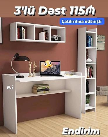142: - Dolablı yazı masası: 150x150x55 sm ölçüdə. Sağ tərəfdə geniş iş — 3