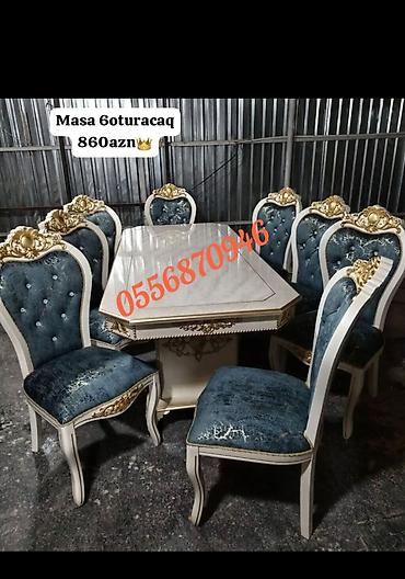 taxt tumba: Qonaq otağı üçün, Yeni, Açılmayan, Dördbucaq masa, 6 stul — 6