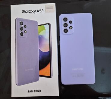 ikinci əl telefonlar: Samsung Galaxy A52, 128 ГБ, цвет - Фиолетовый, Отпечаток пальца, Две SIM карты