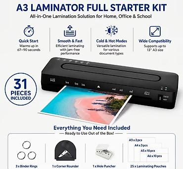 Ламинаторы: A3 Laminasiya Aparatı Sensor displey 5 isitmə özəlliyi 250 micron — 3