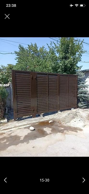 Откатные ворота: Металлические ворота с горизонтальными ламелями и вертикальными — 19