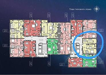 2 8: 2 комнаты, 61 м², Кок-Жар мкр Элитка, 11 этаж, ПСО (под самоотделку) — 2