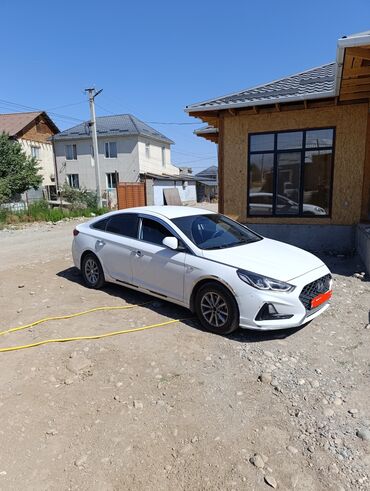 машинист башенного крана: Белый седан Hyundai Sonata с чистым, ухоженным салоном и сиденьями с
