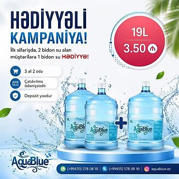 Qida məhsulları: 19L içməli su – 3.50 AZN Suyumuz çoxmərhələli filtrasiya və təmizləmə — 1