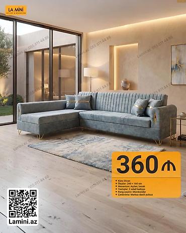 Мебель: Künc divan – La Mini - Ölçülər: 260 × 160 sm - Mexanizm: Açılan — 1