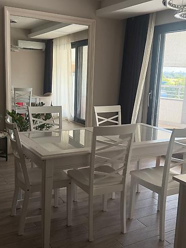 set stočića: Ikea trpezarijski set – sto i 6 stolica - Materijal: pun drveni ram u — 2