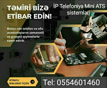 Başqa xidmətlər: Mini ATS İP Telefoniya ofis telefonlarının quraşdırılması servisi SİP