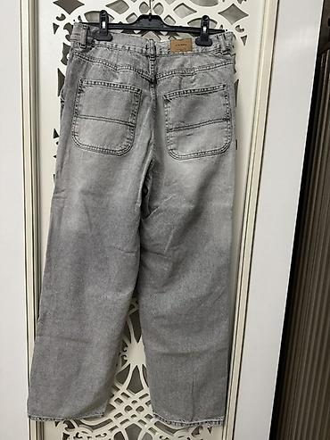 Cinslər: Geniş kəsimli boz denim şalvar - Model: wide leg/ skater - Rəng: açıq — 2