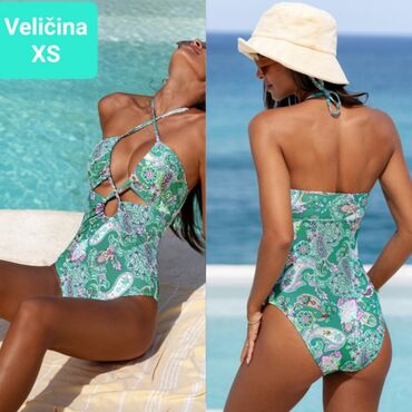 zenske pantalone za svecane prilike: XS (EU 34), Cvetni, bоја - Zelena