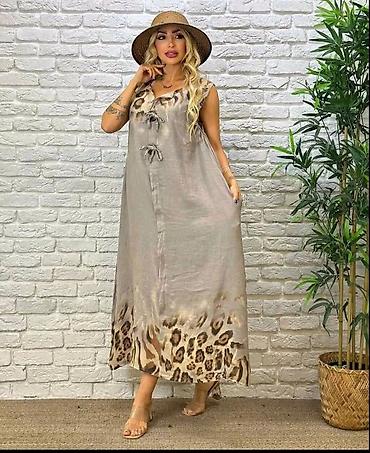 ara baletanke: Letnja maxi haljina bez rukava sa animal print detaljima - Kroj — 7