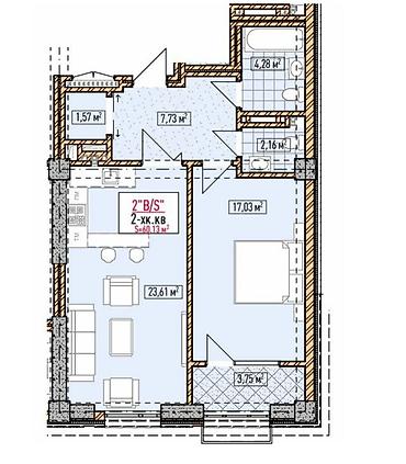 60: 2 комнаты, 60 м², Асанбай мкр Элитка, 6 этаж, ПСО (под самоотделку) — 3