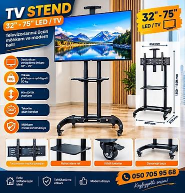 Restoran mebeli: Ağır və böyük ekran televizorlar üçün təkərli tv stendlər satılır — 8