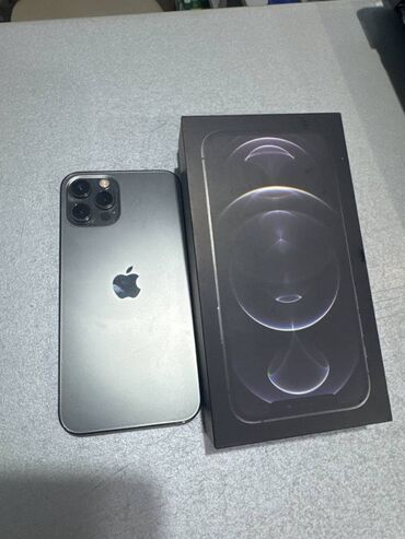 телефон 2022: IPhone 12 Pro, Б/у, 128 ГБ, Black Titanium, Зарядное устройство, Кабель, Коробка, В рассрочку