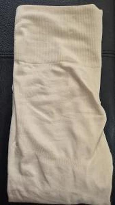 Helanke, biciklistički šortsevi: Ženske bež helanke sa visokim strukom - Visok, širok pojas za dodatnu — 18