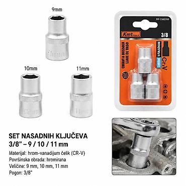 KMT Kratka čaura 3/8 – set nasadnih ključeva 9/10/11 mm Opis: -