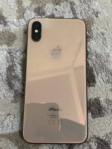 IPhone Xs, Б/у, 64 ГБ, Золотой, Защитное стекло, Чехол, 100 %