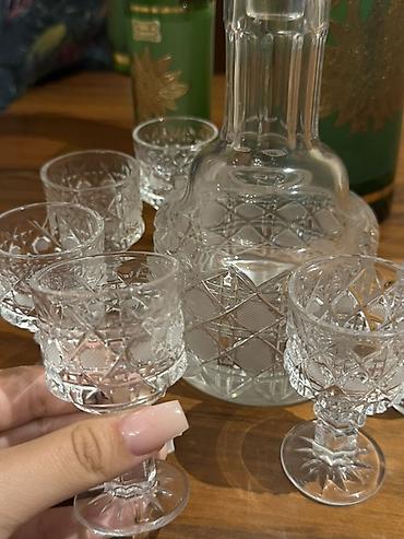 xrustal bakal: Kristal qrafin və bakal dəsti - Material: qalın, şəffaf kəsimli — 8
