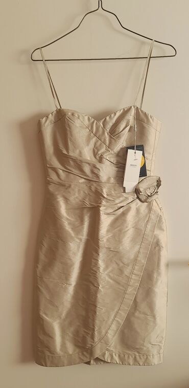 satenske haljine na preklop: Emporio Armani color - Beige, Cocktail, With the straps
