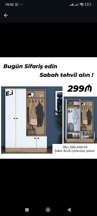Ev üçün mebel: Dəhliz üçün çoxfunksiyalı asma dolab sistemi - Ölçü: 200x160x40 sm - — 1