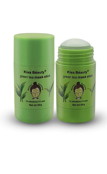 Косметика: Kiss Beauty Твёрдая очищающая маска стик для лица зеленый чай/