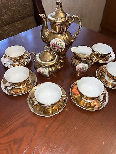 sud separatoru: Çay dəsti, rəng - Qızılı, Farfor, 6 nəfərlik — 1