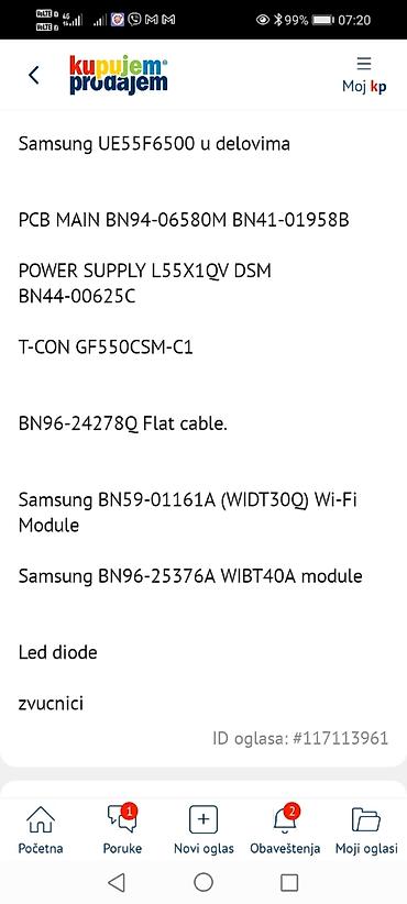 Aksesoari za TV i video: Samsung UE55F6500 – delovi Raspoloživi originalni delovi sa TV-a — 14