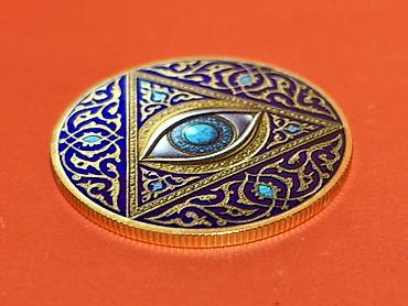 gümüş sikkə: Məhsul: Emallı dekorativ kolleksiya sikkəsi – “Göz” və “Lotus” — 6