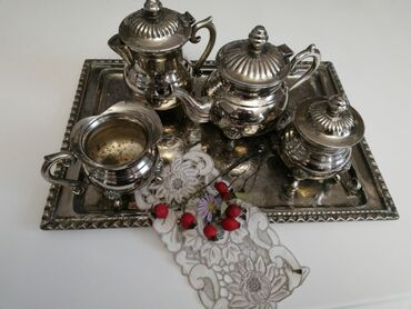 Gümüşlənmiş melxior çay dəsti.Fransa.1950-ci illər.əla vəziyyətdə