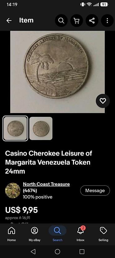 Sikkələr: Məhsul: Casino Cherokee Leisure of Margarita – Venezuella jetonu — 3
