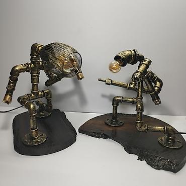 Декоративные настольные светильники: Настольные лампы в стиле стимпанк/лофт из металлических сантехнических — 19