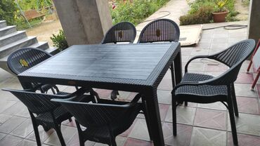 piknik stol stul: Новый, Прямоугольный стол, 6 стульев, Нераскладной, Со стульями, Плетеный, Турция