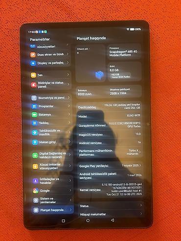 xiaomi pad mini: Honor pad x9a planseti satilir. 256gb 8ram. Qutusu adaptiri var — 7