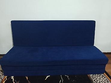 sofa bed: Компактный диван-книжка, темно-синего цвета. - Обивка: мягкая ткань — 1