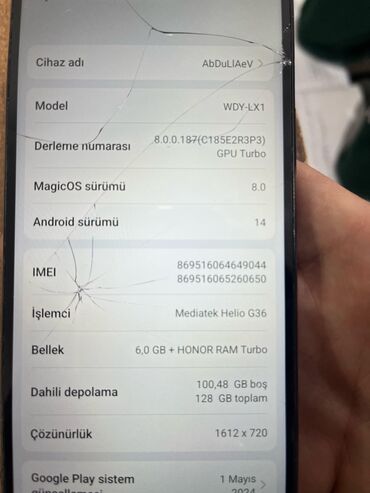 Honor: Honor X6, 128 GB, rəng - Qara, Barmaq izi, İki sim kartlı, Face ID