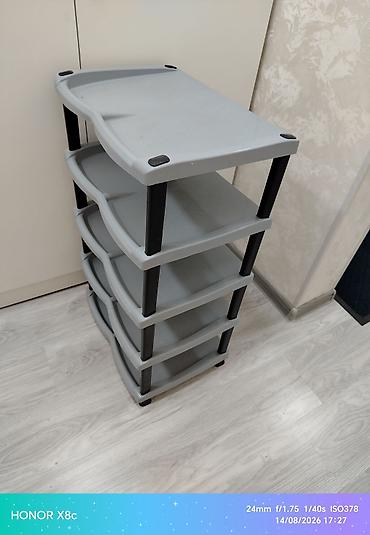 ayakkabi refi: 5 mərtəbəli Material: möhkəm plastik.Rəng: boz. Asan yığılır-sökülür — 2