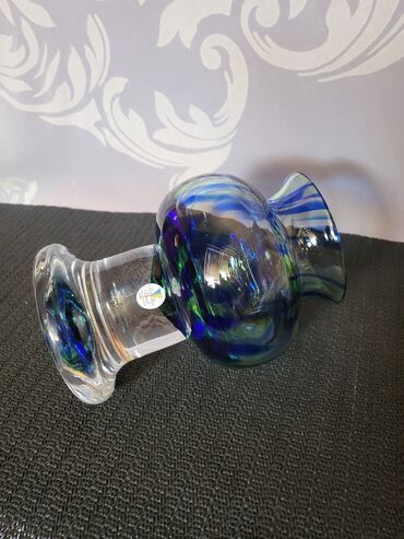 Ostali antikviteti: Svecnjak rucni rad tkz morsko staklo Bjorna Ramela Svedska iz 70ih — 14