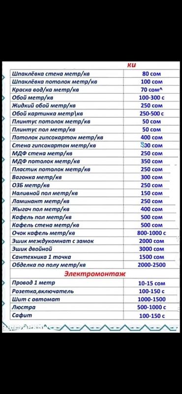 водоэмульсионка: Ремонт и отделка помещений + электромонтаж (прайс на работы) — 1