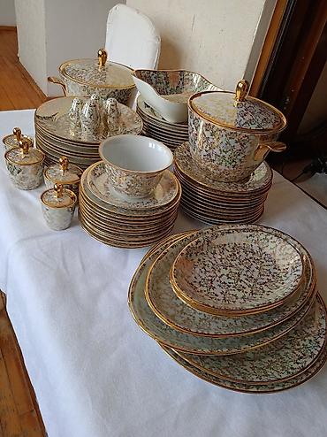 gefard england collection: Nahar dəsti, rəng - Gümüşü, Farfor, 12 nəfərlik, Almaniya — 1