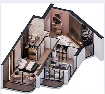 продается квартира карабалта: 3 комнаты, 60 м², Элитка, 2 этаж, ПСО (под самоотделку) — 4
