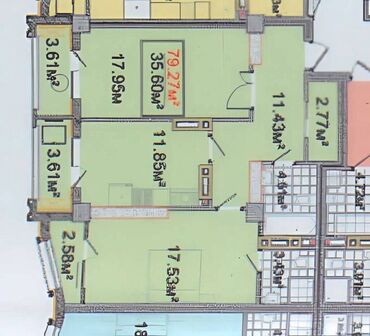 3комнатный: 2 комнаты, 77 м², Элитка, 5 этаж, ПСО (под самоотделку)