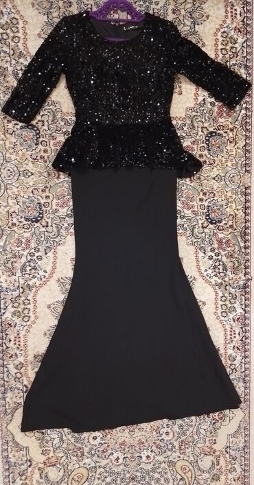 длинное платье в пайетках: Вечернее платье, Русалка, Длинная модель, С рукавами, С пайетками, S (EU 36)